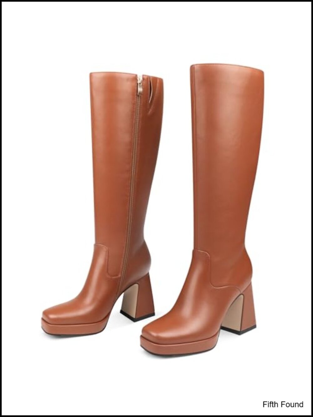 Women's Knee High Boots Pointed Toe Chunky Block Heel Gogo Platform Faux Leather